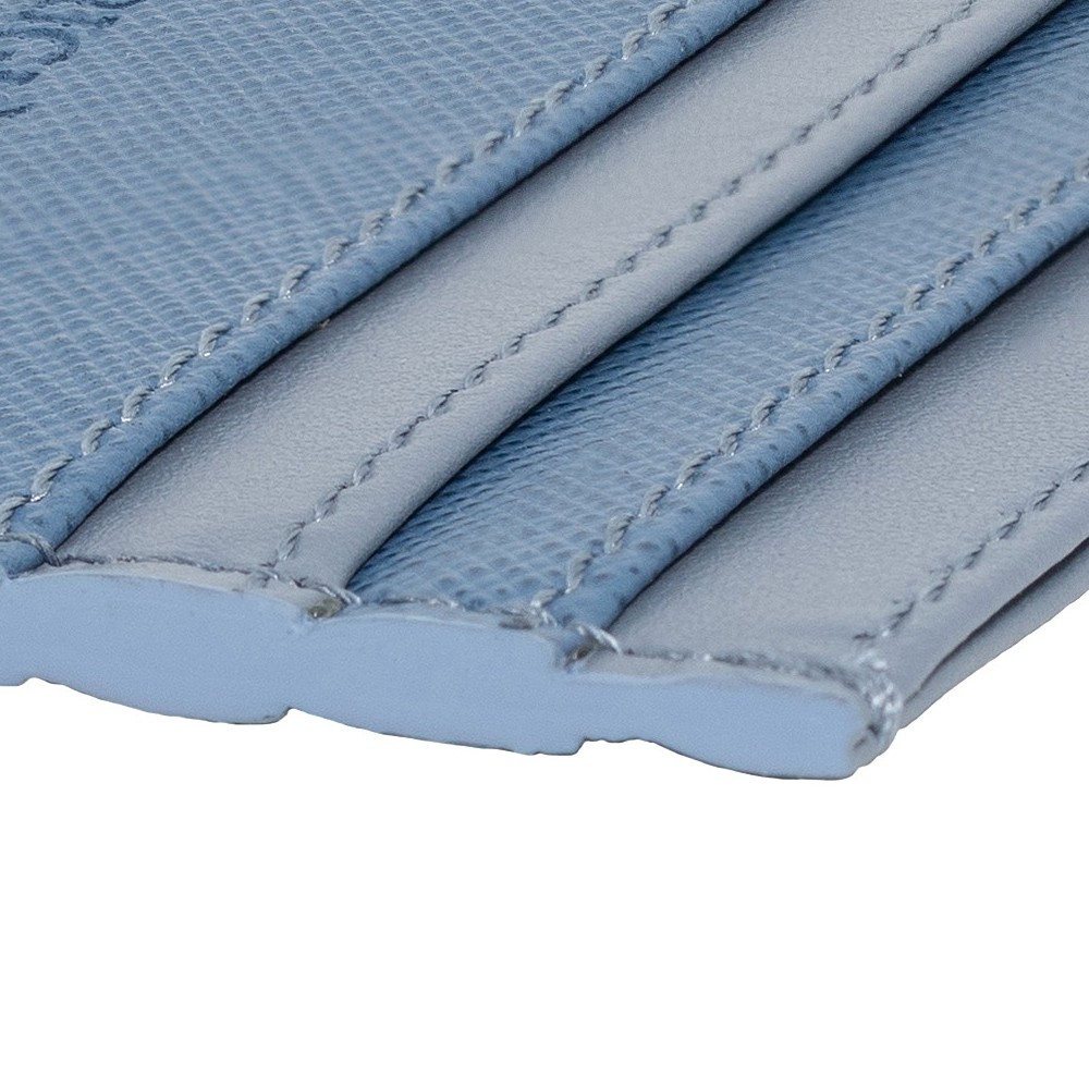 Portacarte di credito pelle celeste, porta documenti tascabile unisex